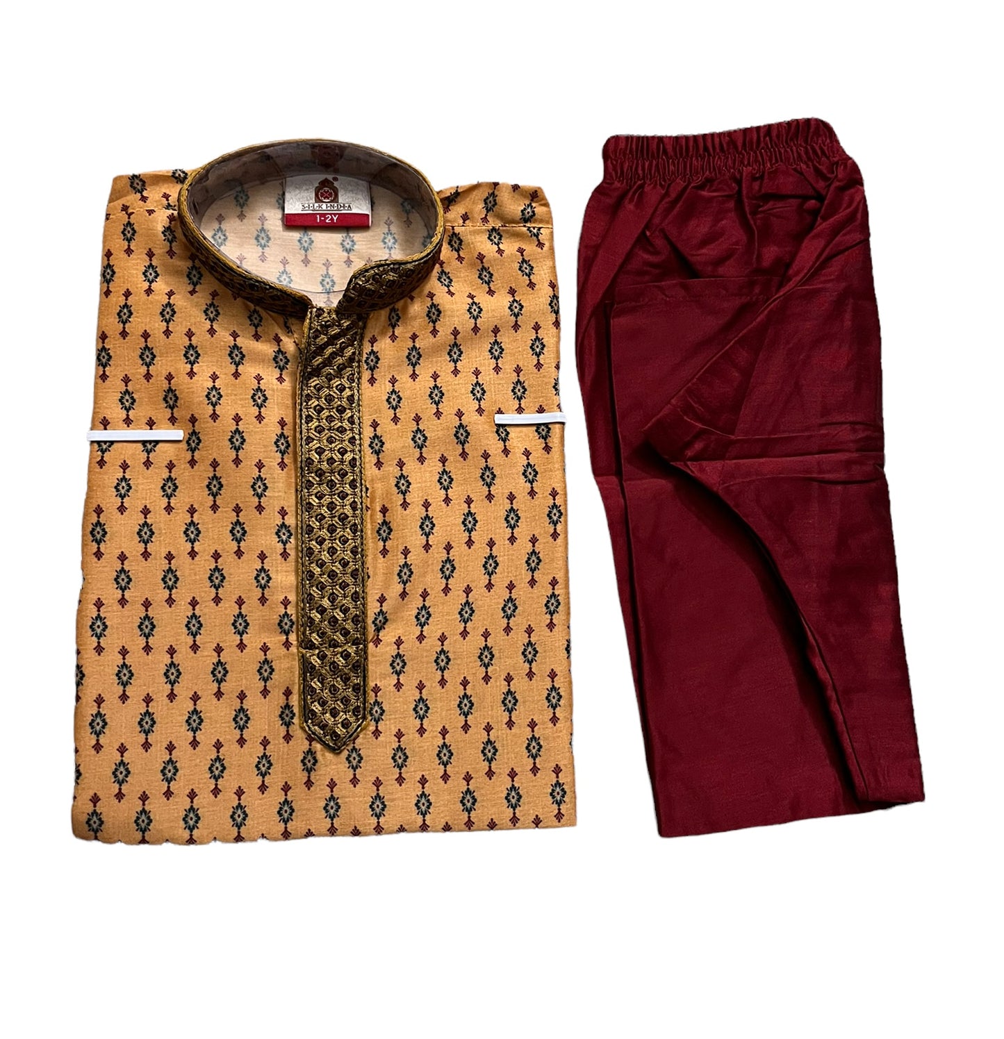Poly Digital Print Work Traditional Kurta Pajama Set for Boys - Ethnic Wear - Saree Ghor Charlotte