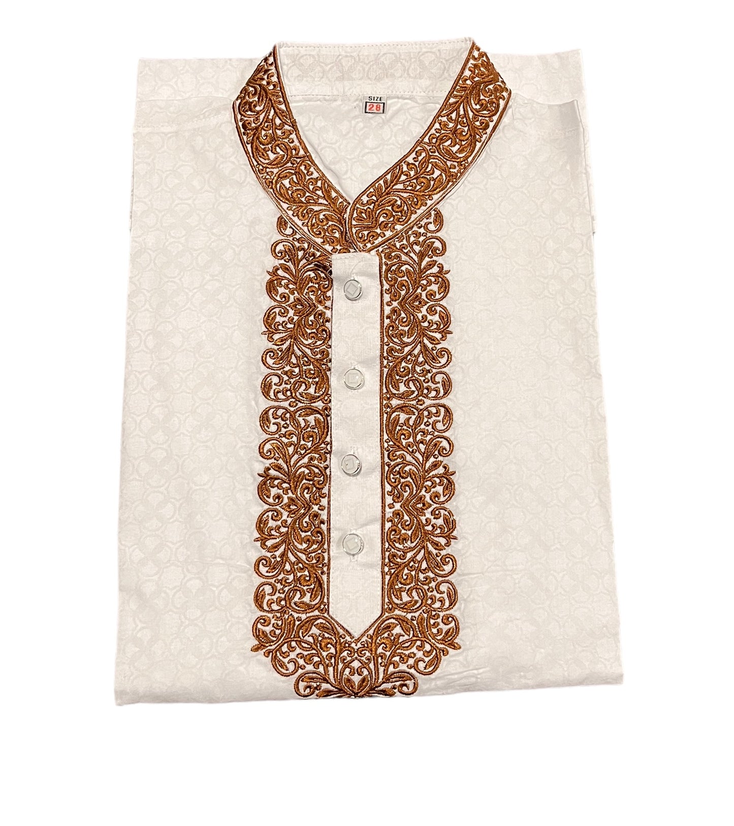 Traditional White Classic Comfort: Boys Cotton Kurta - 09 - Saree Ghor Charlotte