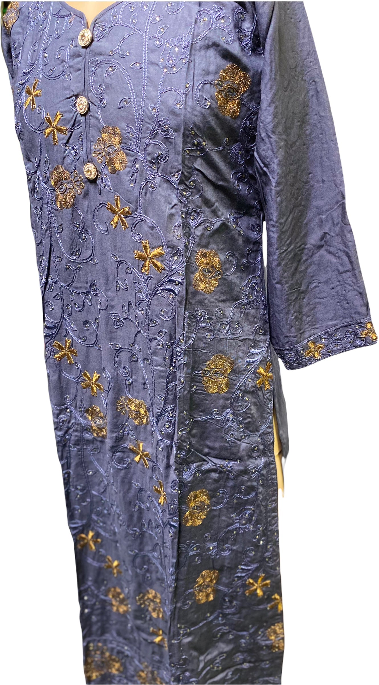 Traditional Embroidery work Cotton Long Sleeve Salwar Kameez Suit, Cultural Wear for Women - Saree Ghor Charlotte