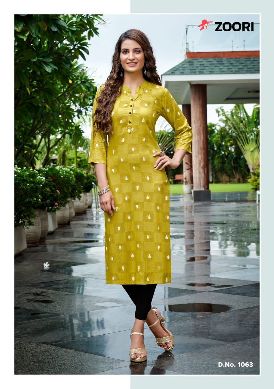 ZOORI- Traditional Rayon Print Kurti - Ethnic Wear for Women-05 - Saree Ghor Charlotte