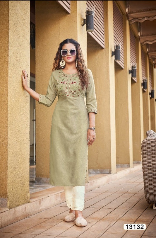 Kivi Liza, Traditional Designer Rayon Kurti with Embroidery Work, Cultural Wear for Women,05 - Saree Ghor Charlotte