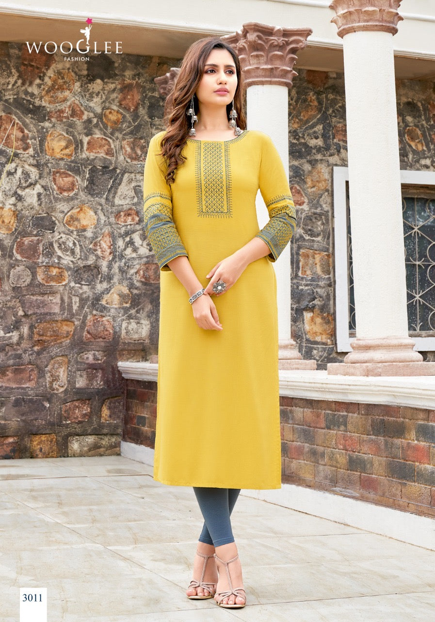 Wooglee Salonee- Traditional Rayon Designer Kurti- Ethnic Wear for Women-02 - Saree Ghor Charlotte