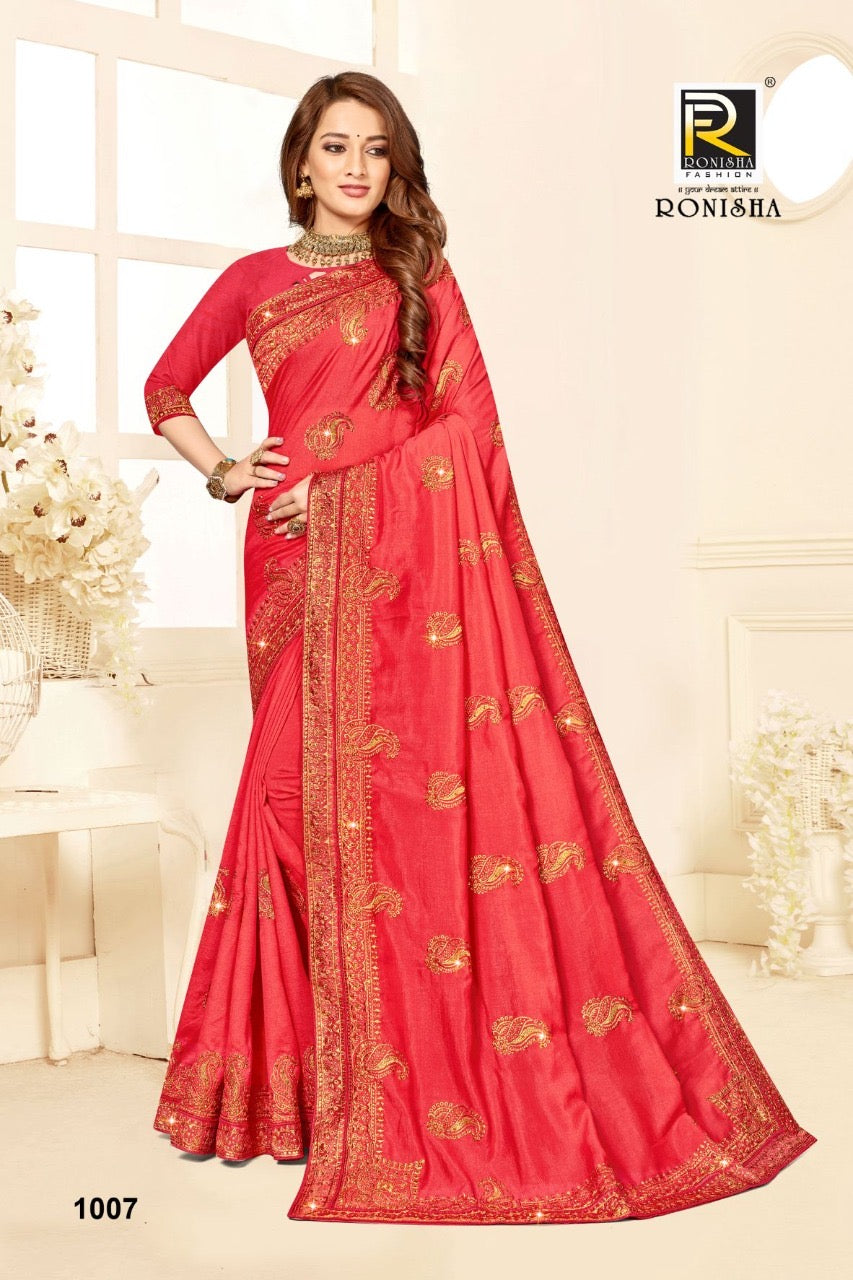 Festive Wear Traditional Vichitra Silk Saree for Women -1007 - Saree Ghor Charlotte