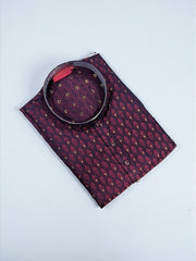Maroon traditional men's kurta and pajama set from Saree Ghor Charlotte, featuring intricate embroidery and classic fit.