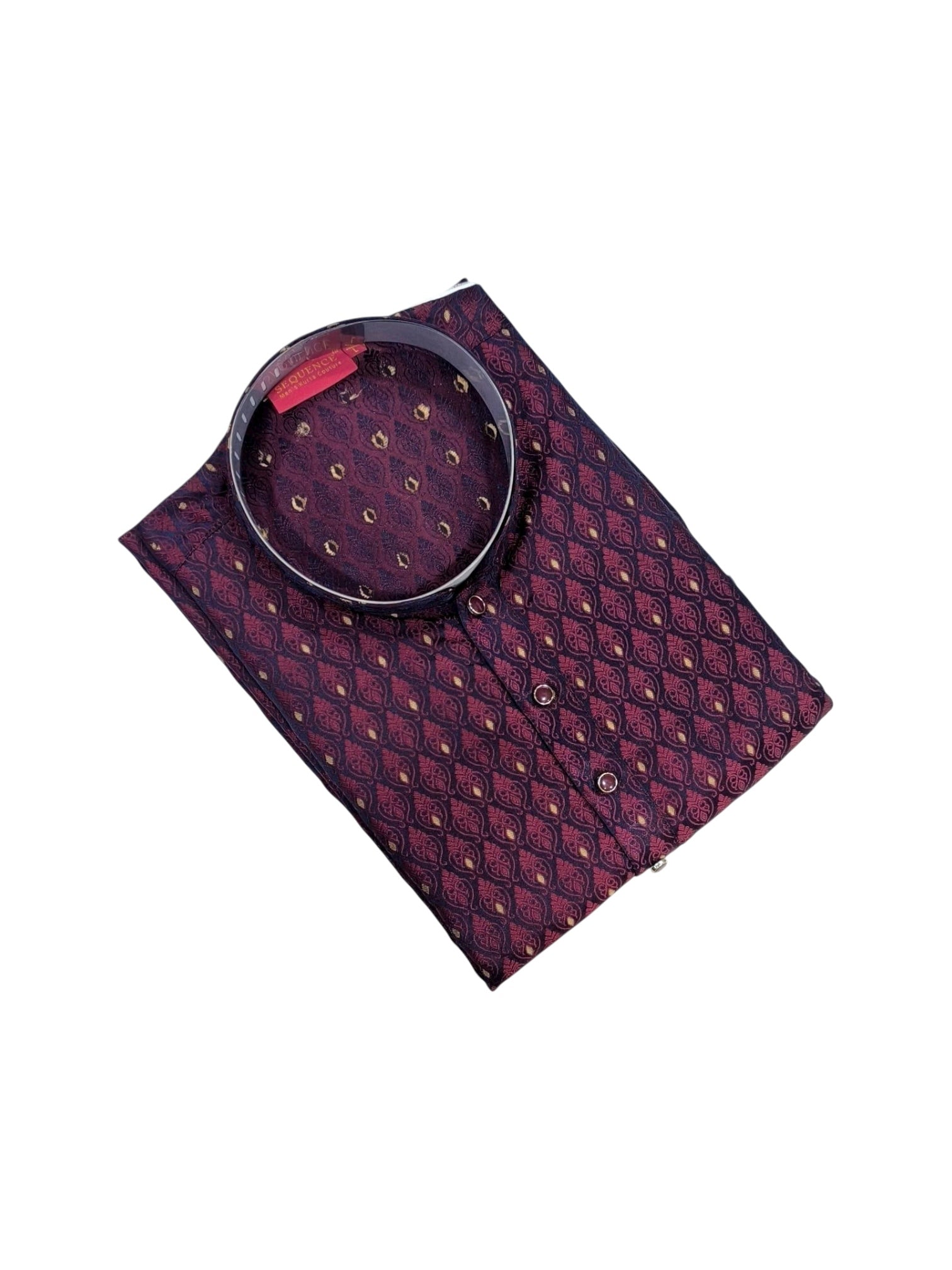 Maroon traditional men's kurta and pajama set by Saree Ghor Charlotte, featuring classic cultural wear for men.