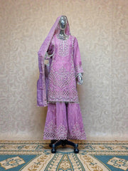 Shimar Russian Plazo Dress by Saree Ghor Charlotte featuring a traditional salwar kameez style with intricate patterns and vibrant colors