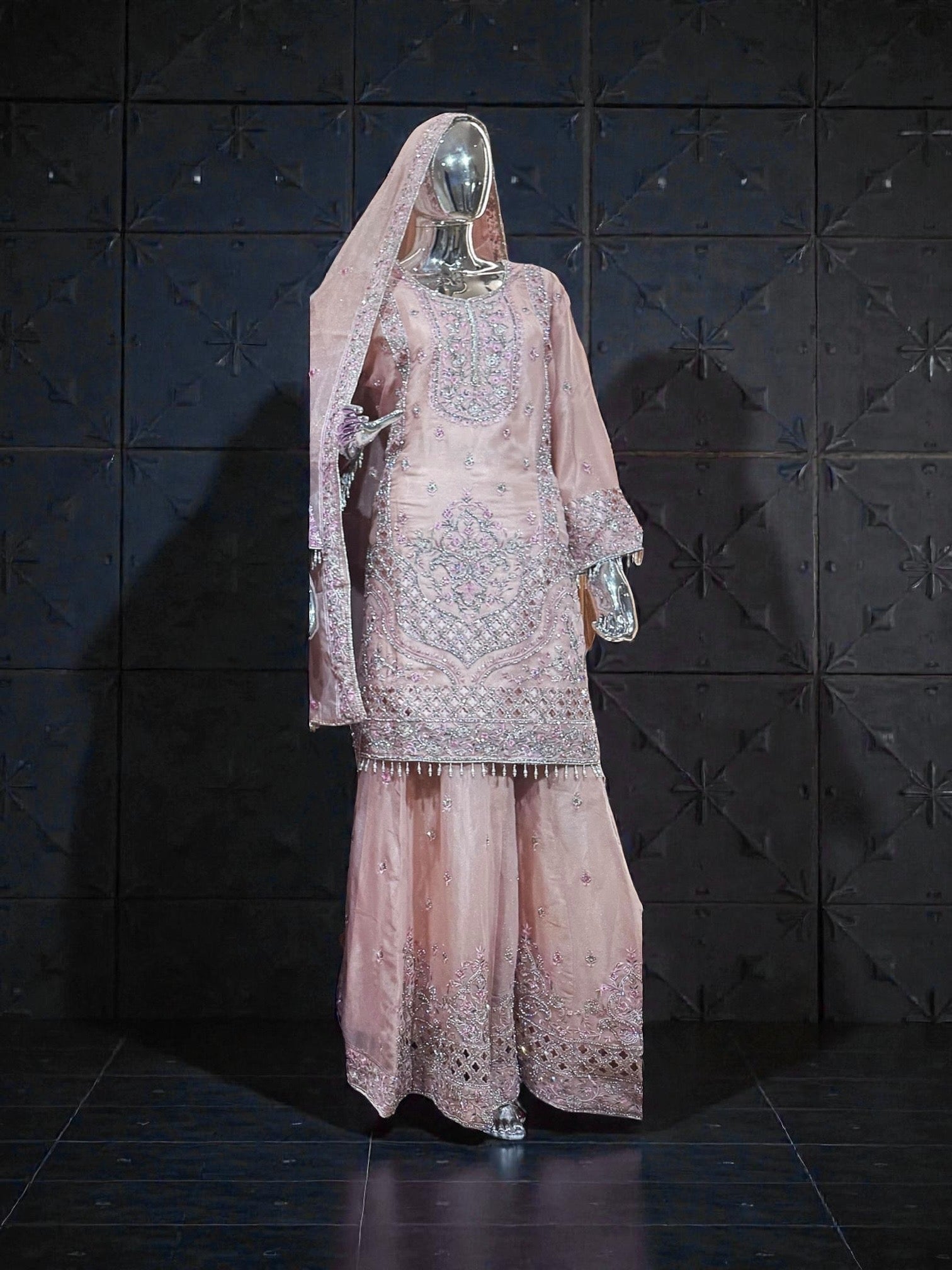 Shimar Russian Plazo Dress by Saree Ghor Charlotte, traditional salwar kameez for women with intricate embroidery and vibrant colors.