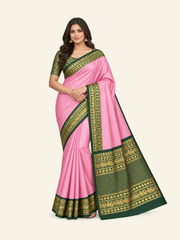 Copper Silk Saree with Unstitched Blouse, Cultural Wear for Women