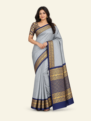 Copper Silk Saree with Unstitched Blouse, Cultural Wear for Women