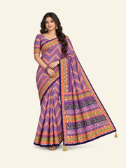 Soft Chinon Silk Saree with Ready Blouse, Cultural Wear for Women