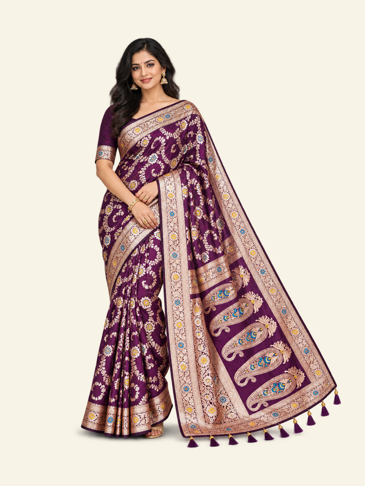 Soft Banarasi Silk Saree with Unstitched Blouse, Cultural Wear for Women