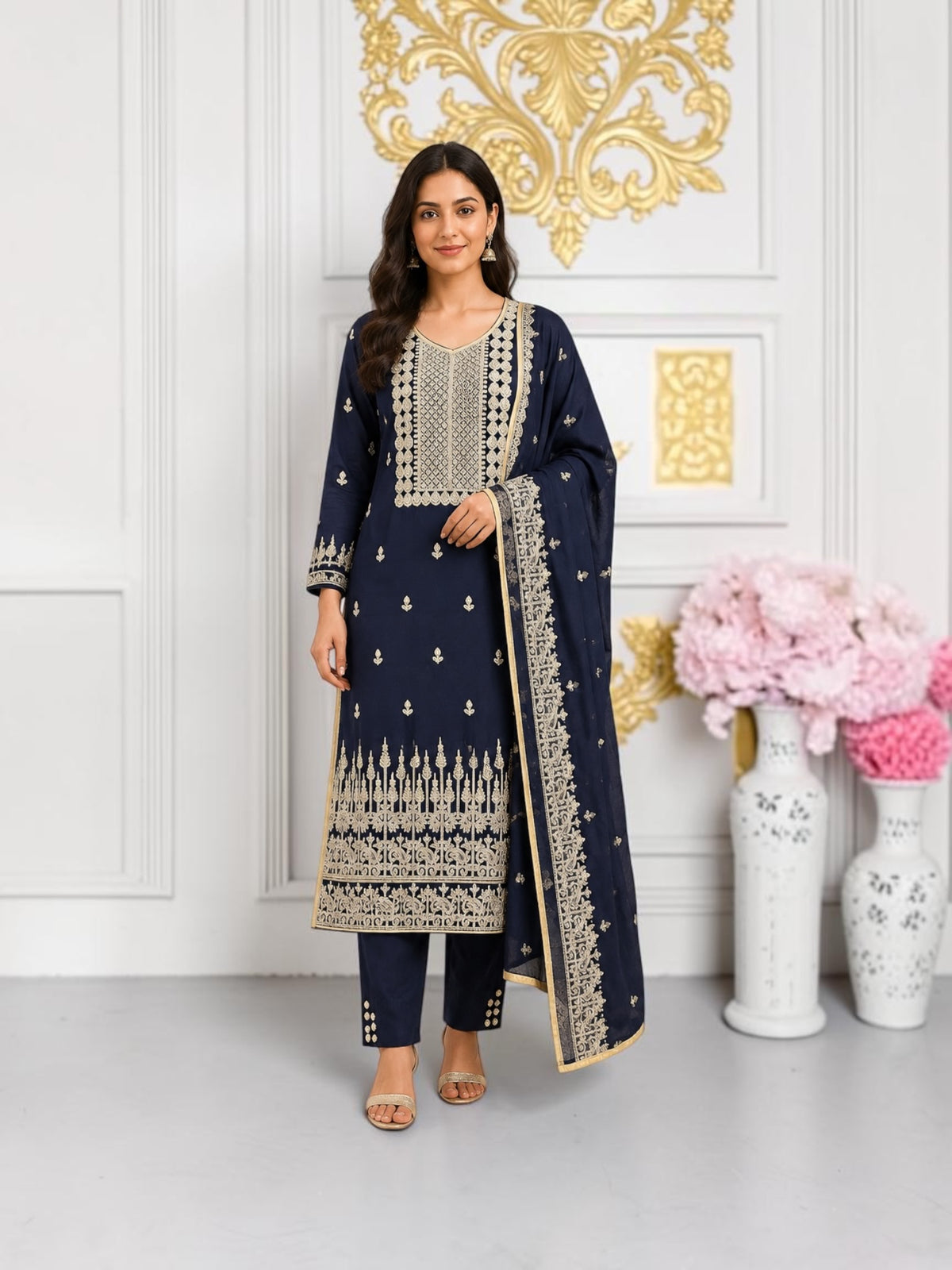 Traditional Linen Party Wear Designer Salwar Kameez Suit,Cultural Wear for Women,03