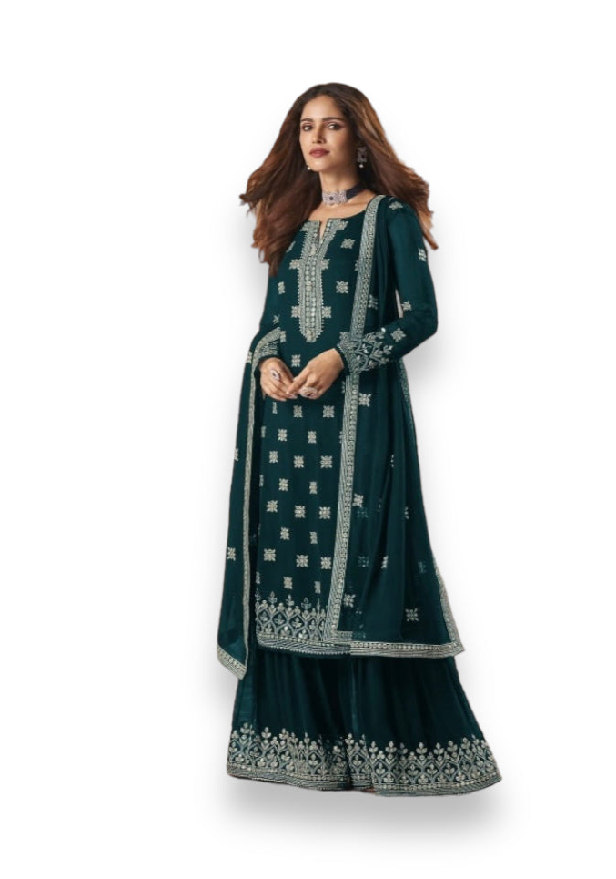 Dazzling Faux Georgette Salwar Suit with Intricate Embroidery - 129E