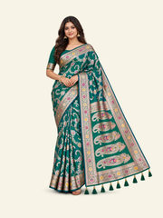 Soft Banarasi Silk Saree with Unstitched Blouse, Cultural Wear for Women