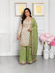 Faux Georgette Party Wear Gharara Salwar Kameez, Cultural Wear for Women