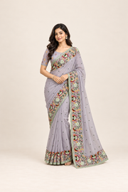 Georgette Saree with Unstitched Blouse, Cultural Wear for Women