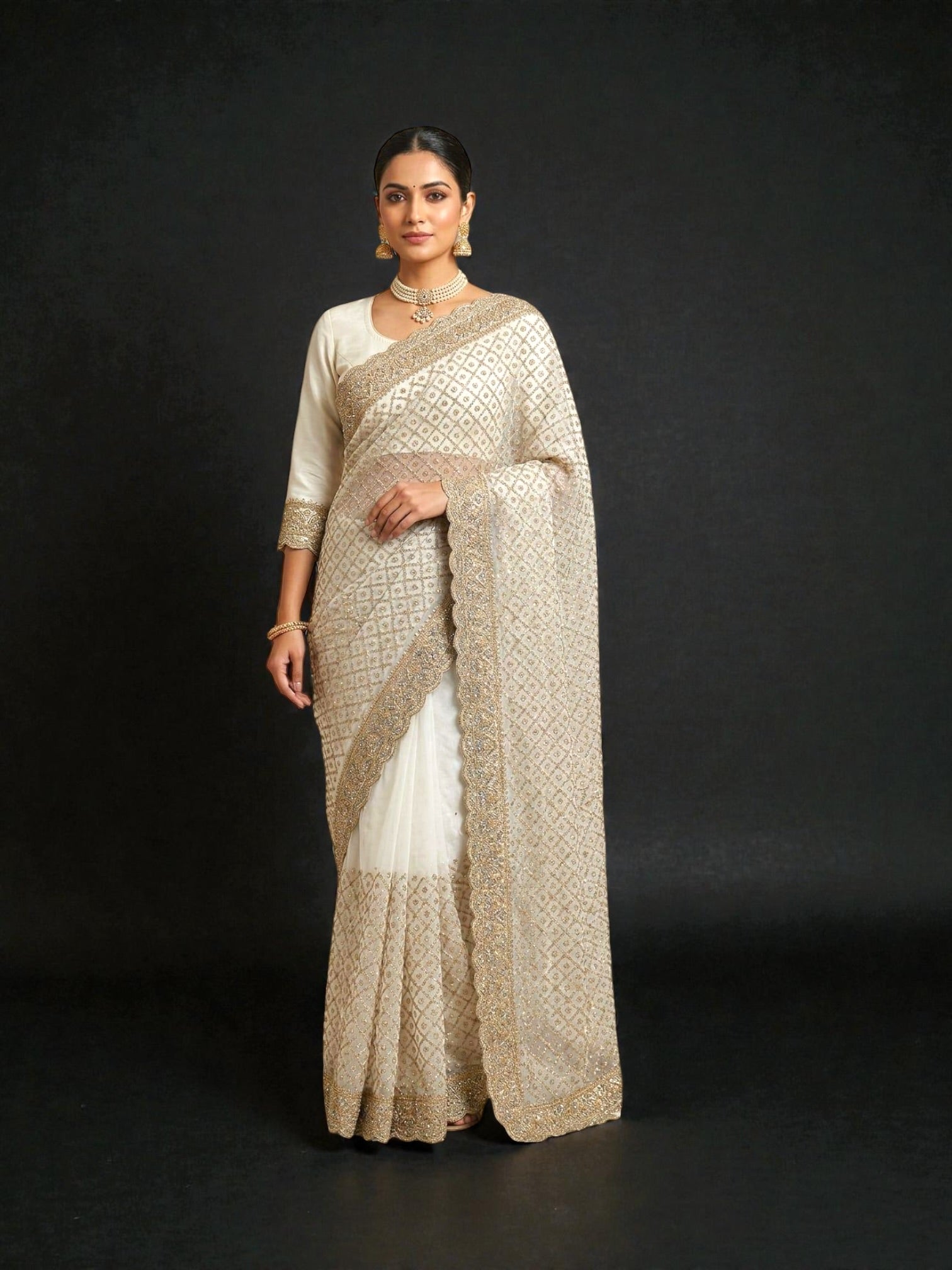 Soft Georgette Party Wear Saree with Ready Blouse, Cultural Wear for Women