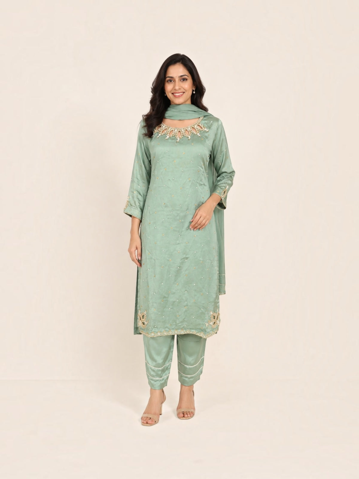 Mint Color, Traditional Designer Salwar Kameez Suit, Cultural Wear for Women, 236