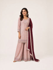 Georgette Russian Plazo Dress, Cultural Wear for Women