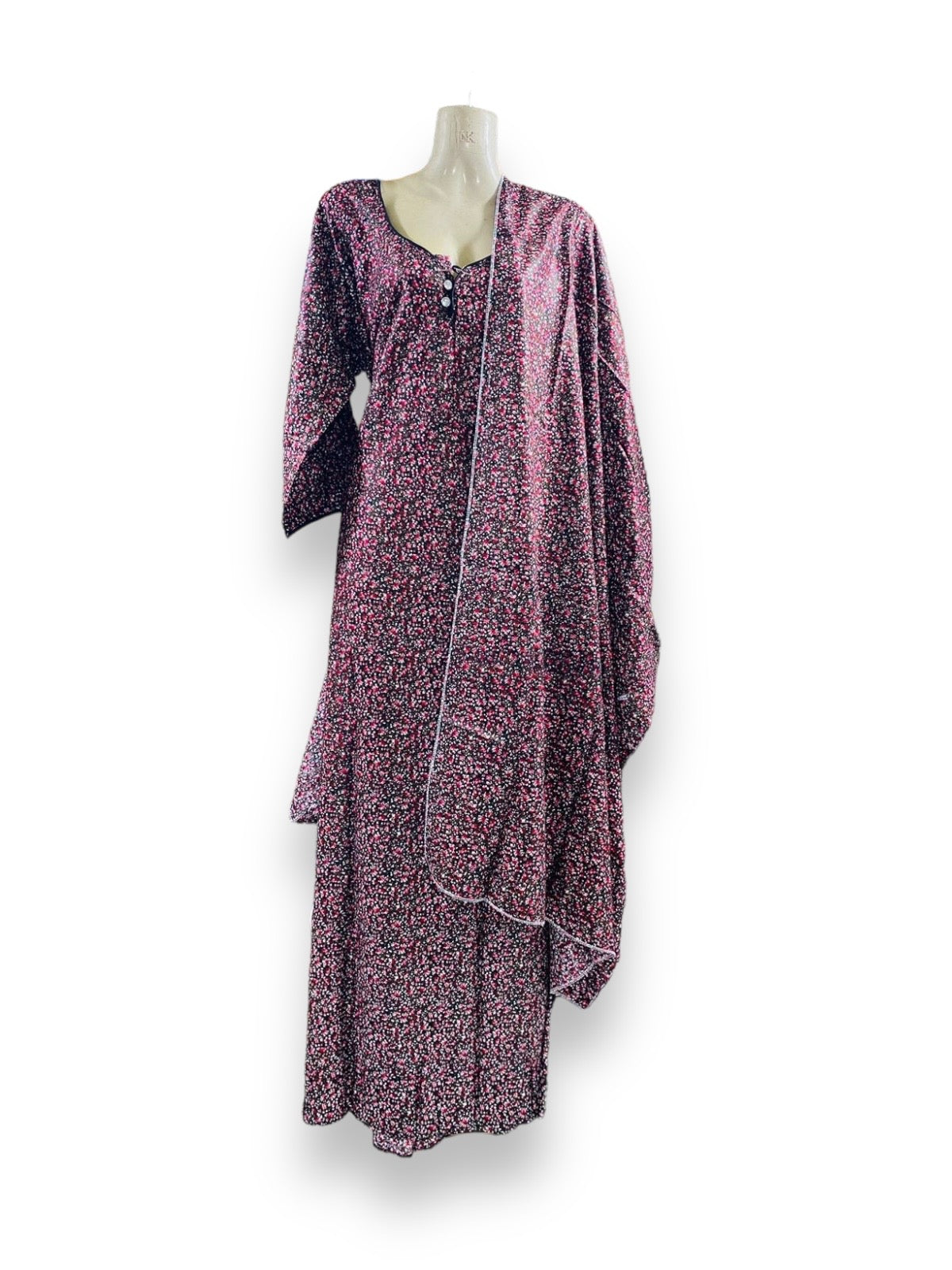 Linen Maxi Dress Set with Matching Dupatta - 124