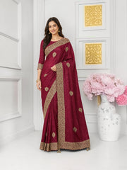 Elegant bridal handwork saree with matching ready blouse from Saree Ghor Charlotte, perfect for cultural women’s wear.