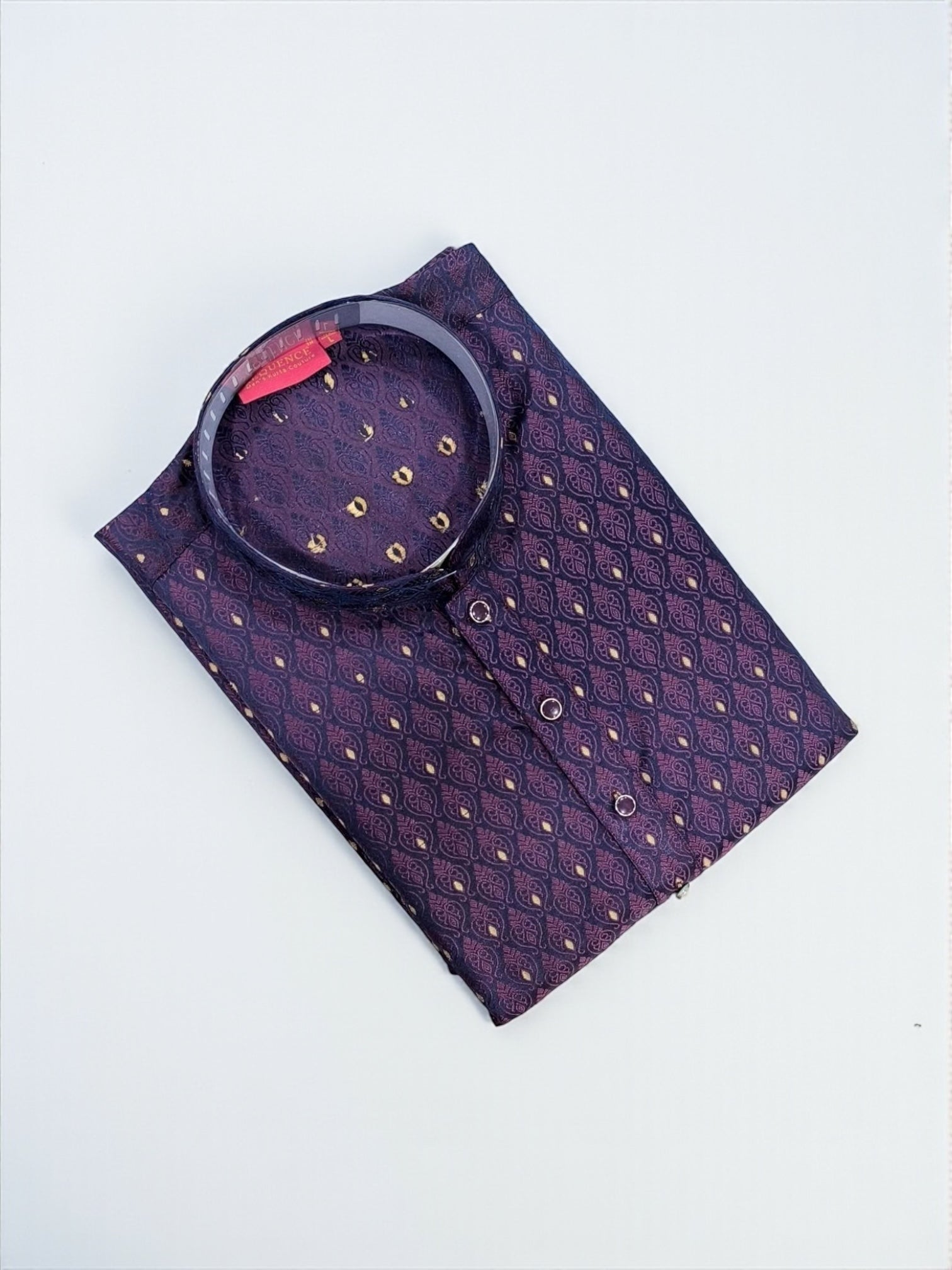 Traditional men's onion-colored kurta pajama set from Saree Ghor Charlotte, featuring a classic style for cultural wear.