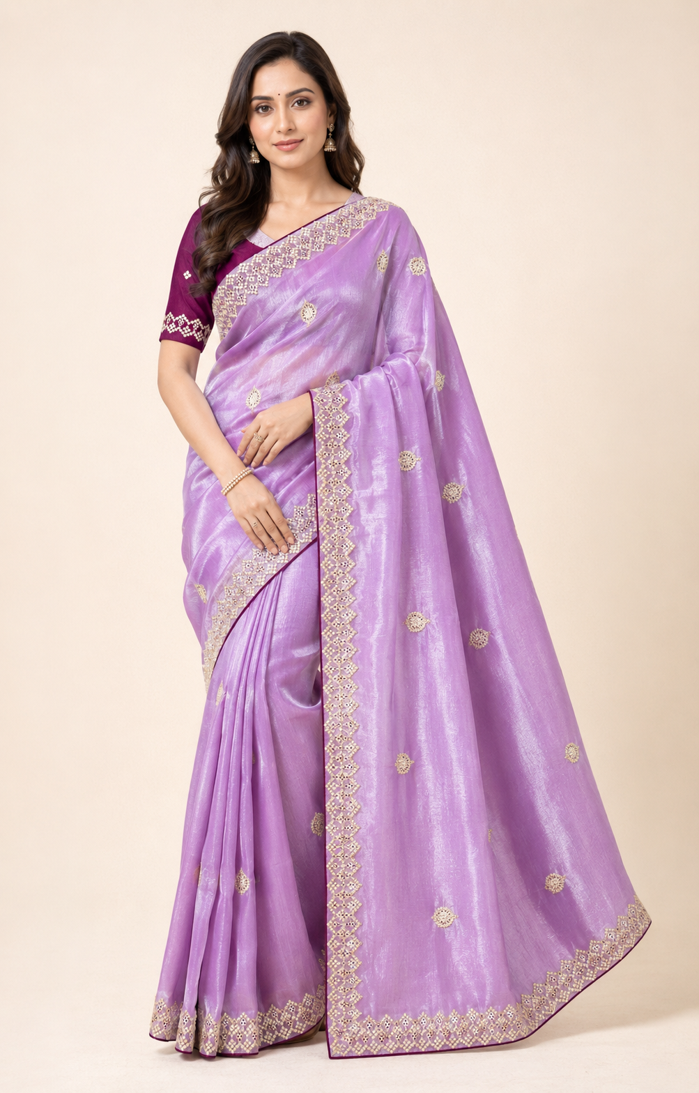 Traditional Saree from Saree Ghor Charlotte featuring intricate patterns and vibrant colors, designed for cultural women’s wear.