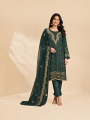 Faux Georgette Traditional Wear Suit with Embroidery Work, Cultural Wear for Women
