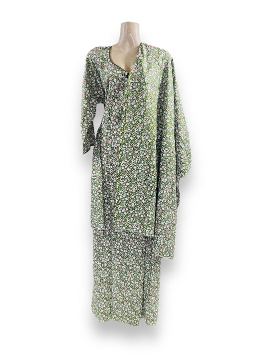 Linen Maxi Dress Set with Matching Dupatta - 123