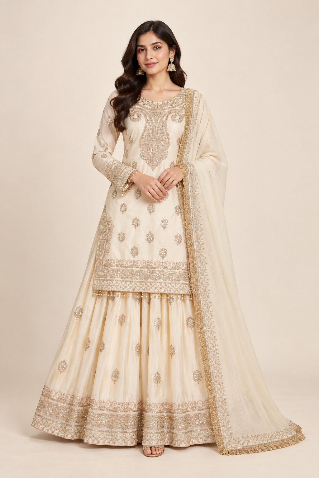 Chinon Silk Salwar Kameez, Cultural Wear for Women