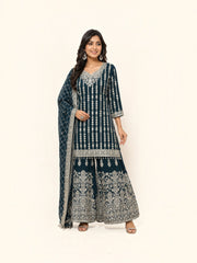 Star Georgette Russian Plazo Dress, Cultural Wear for Women