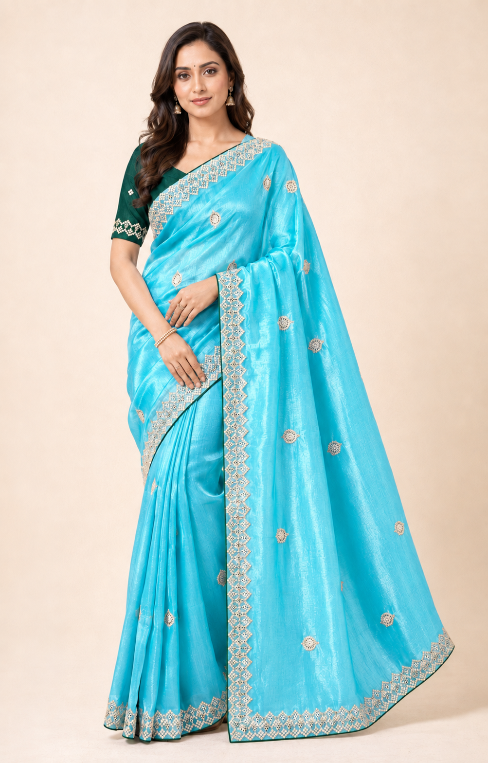 Elegant traditional saree for women by Saree Ghor Charlotte, featuring intricate designs and vibrant colors for cultural wear.