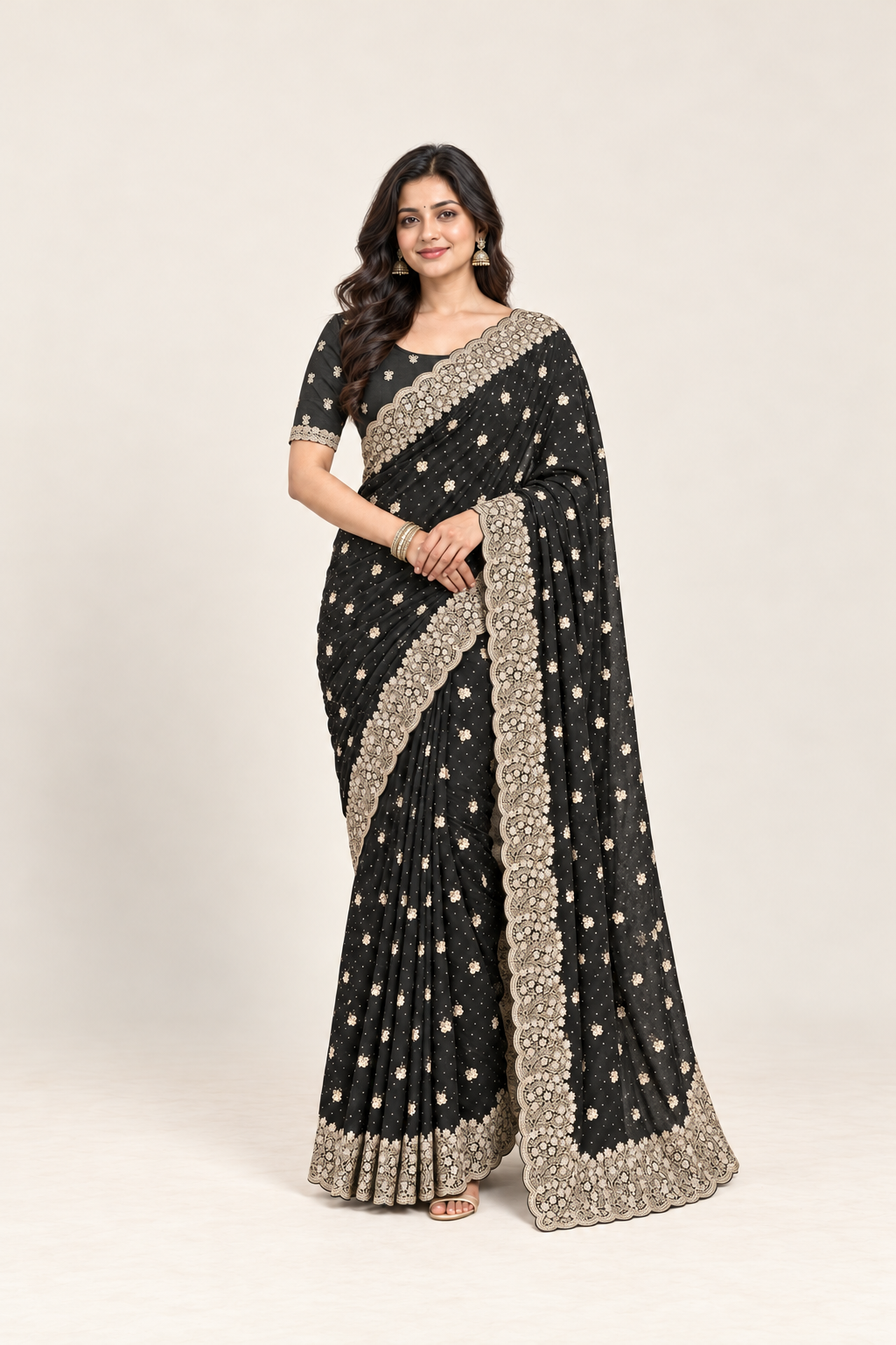 Georgette Saree with Unstitched Blouse, Cultural Wear for Women