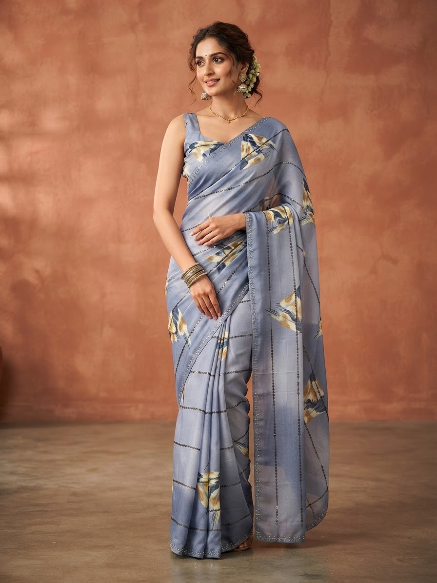 Traditional Saree by Saree Ghor Charlotte featuring vibrant colors and intricate patterns, perfect for cultural wear.