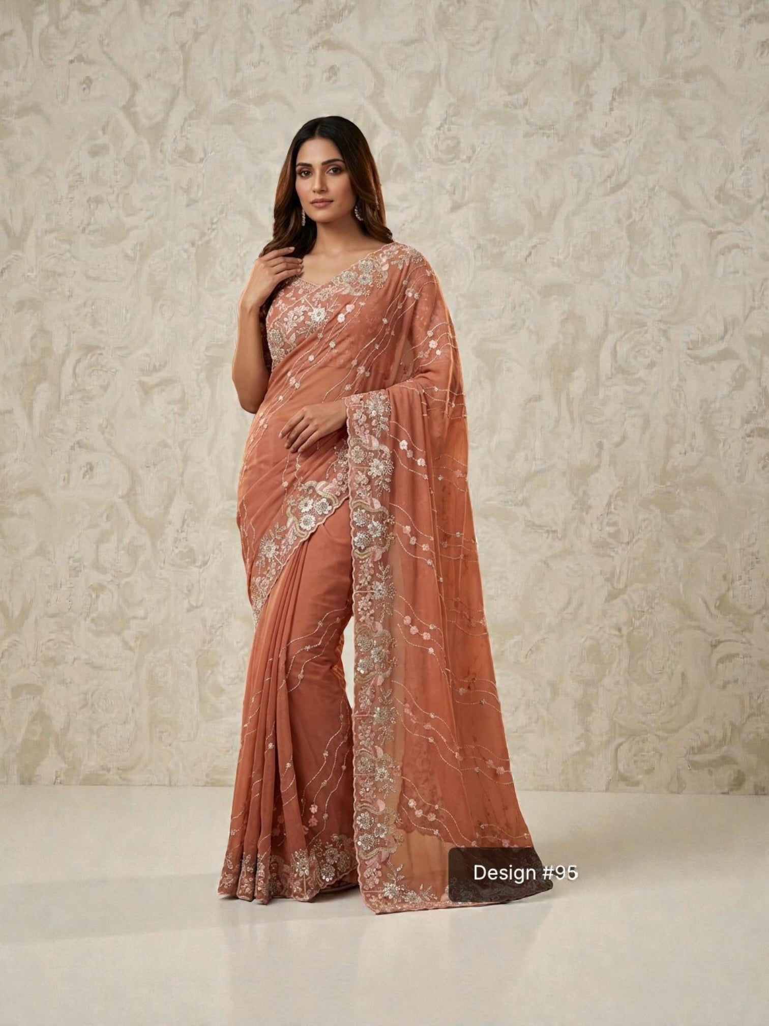 Gold Crush traditional saree from Saree Ghor Charlotte featuring intricate gold embroidery and vibrant cultural design for women.