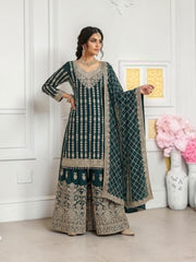 Star Georgette Russian Plazo Dress, cultural women's salwar kameez with intricate designs, from Saree Ghor Charlotte.