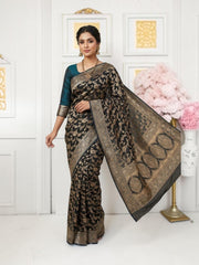 Satin Soft Banrasi Saree with Ready Blouse, Cultural Wear for Women