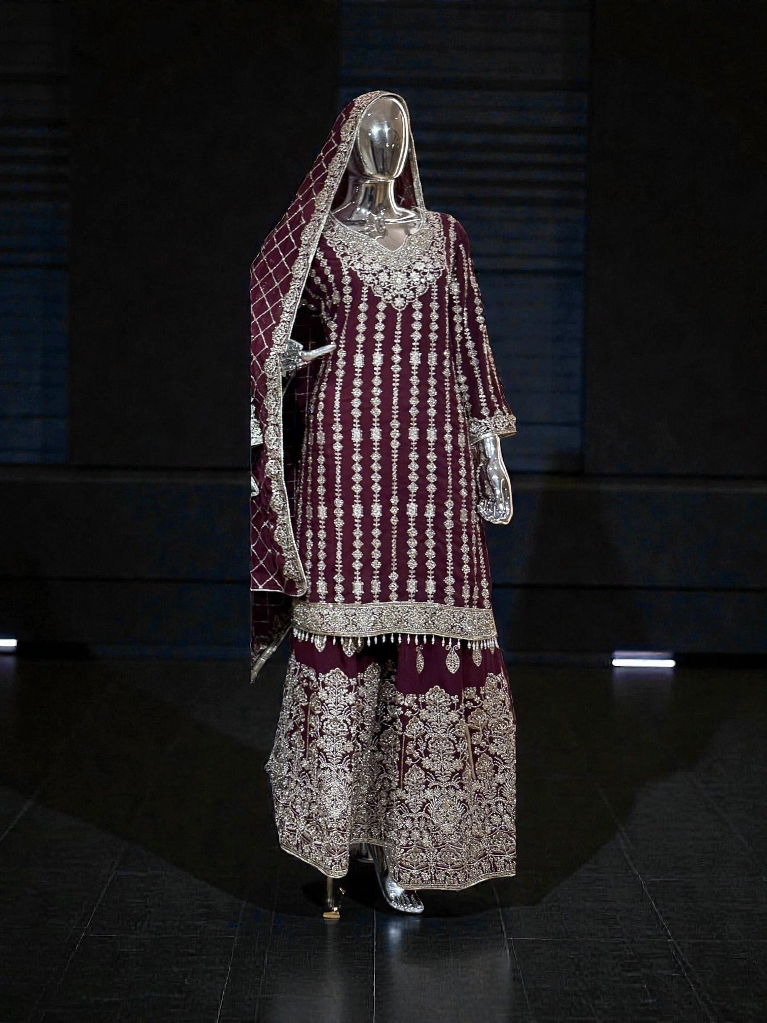 Star Georgette Russian Plazo Dress, Cultural Wear for Women