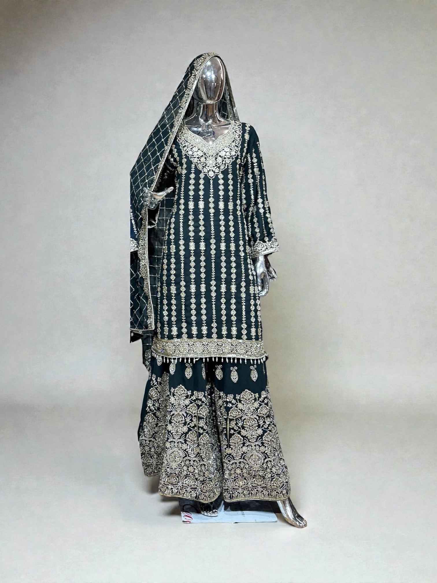 Star Georgette Russian Plazo Dress, Cultural Wear for Women
