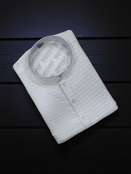 Off White Traditional Men's Kurta Pajama Set– Cultural Wear for Men