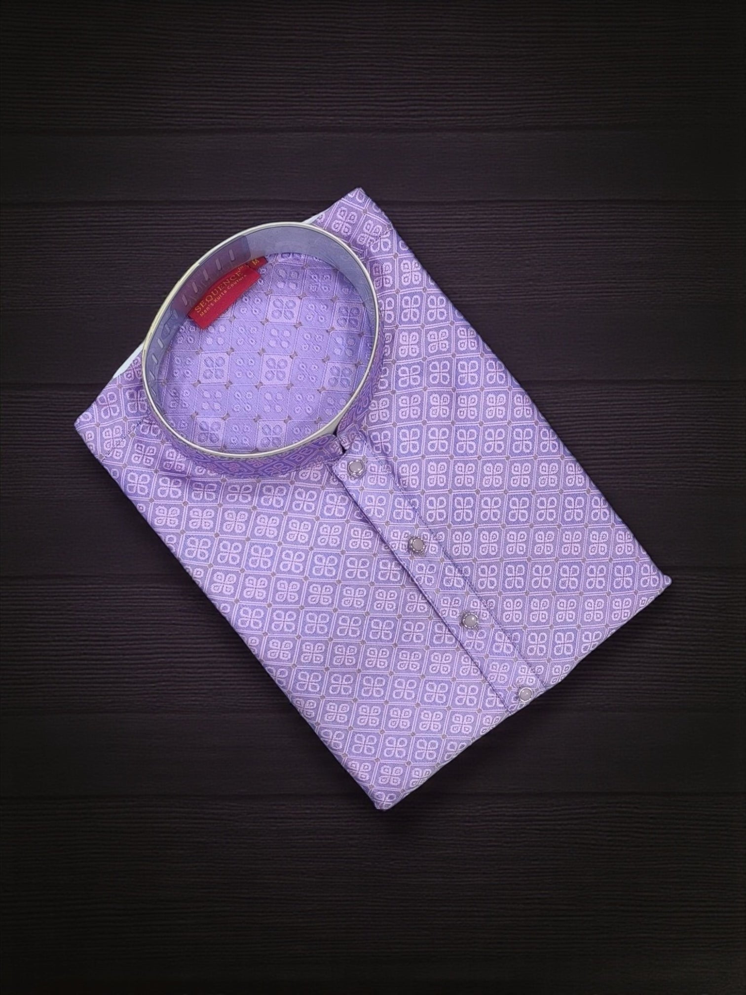 Traditional onion-colored men's kurta pajama set by Saree Ghor Charlotte, featuring a classic cultural wear design.