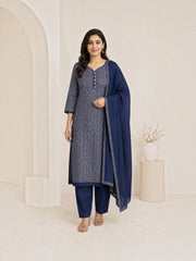 Traditional linen long sleeve Salwar Kameez for women by Saree Ghor Charlotte, showcasing intricate embroidery and cultural style.