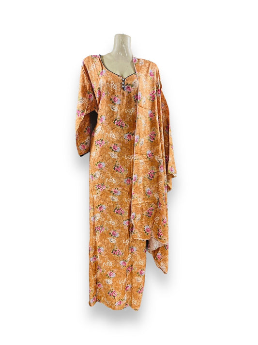 Linen Maxi Dress Set with Matching Dupatta - 113