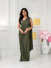 Traditional Saree with blouse by Saree Ghor Charlotte, vibrant fabric, intricate patterns for women's cultural wear.
