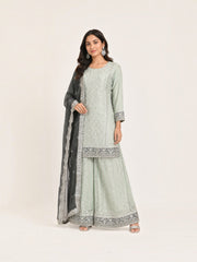 Georgette Russian Plazo Dress, Cultural Wear for Women