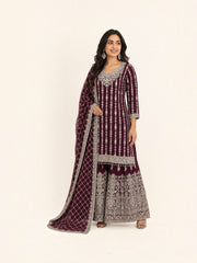 Star Georgette Russian Plazo Dress, Cultural Wear for Women