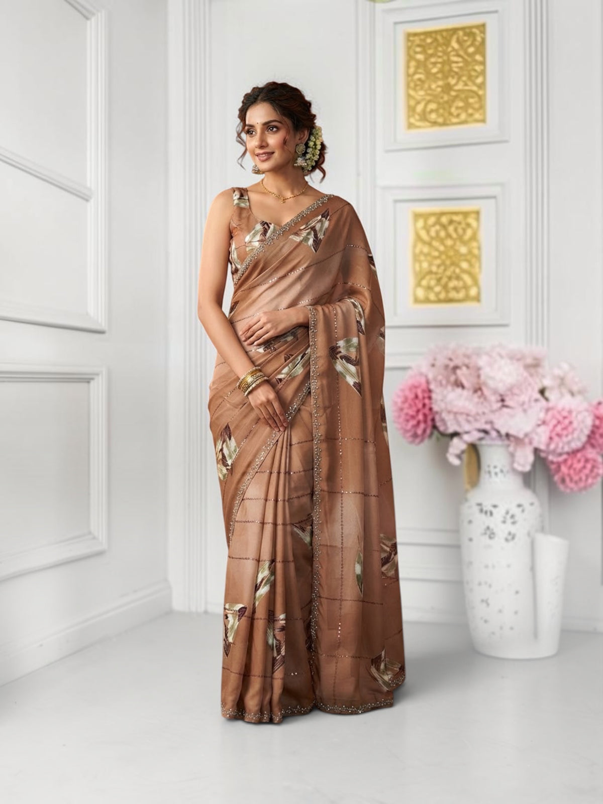 Traditional Saree by Saree Ghor Charlotte featuring intricate cultural design and vibrant fabric for women.