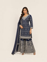 Star Georgette Russian Plazo Dress, Cultural Wear for Women