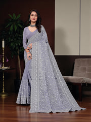 Traditional Burbury Saree by Saree Ghor Charlotte, showcasing elegant cultural wear with intricate designs and vibrant colors.