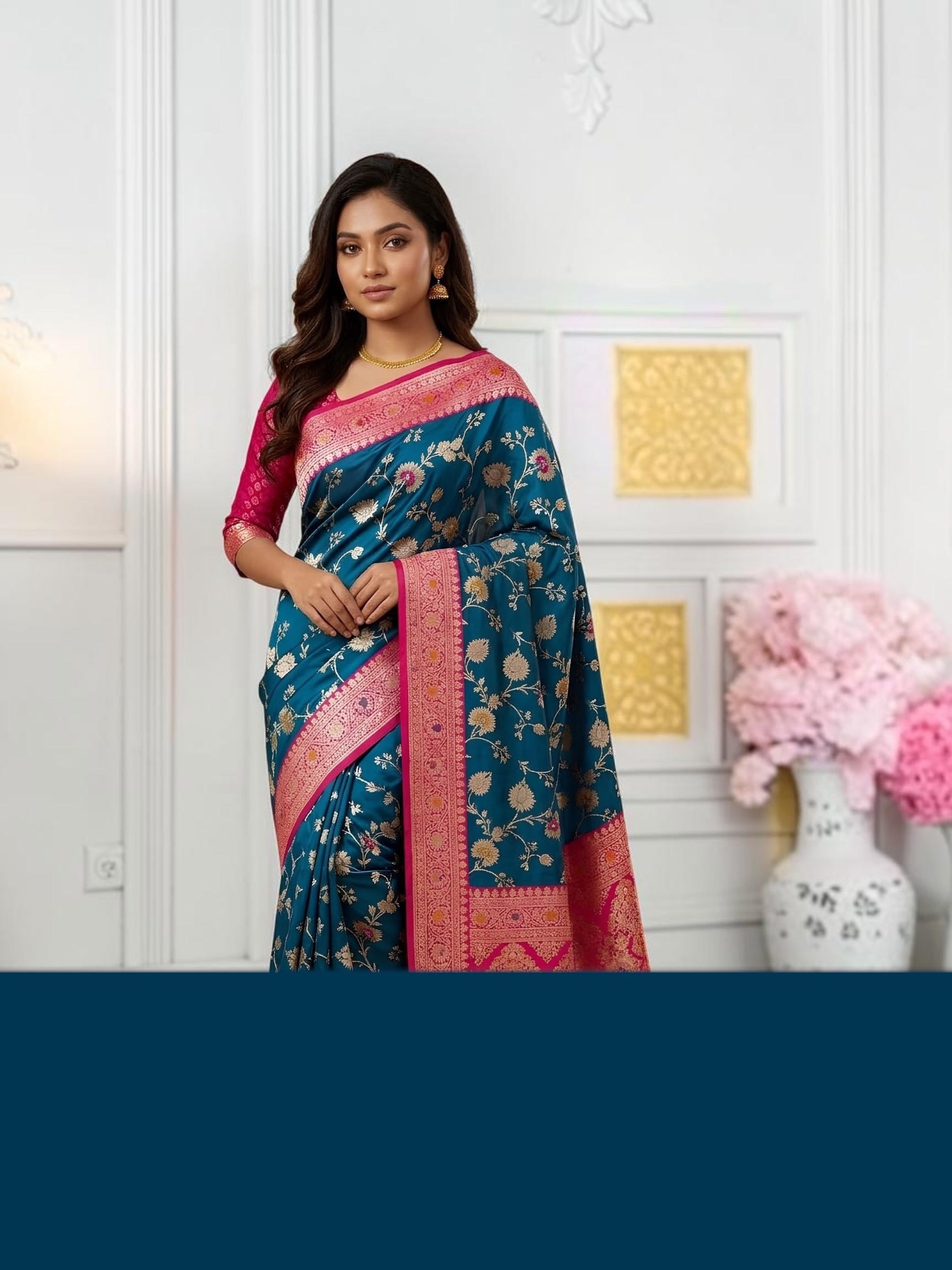 Traditional Silk Weaving Saree with Unstitched Blouse, Cultural Wear for Women